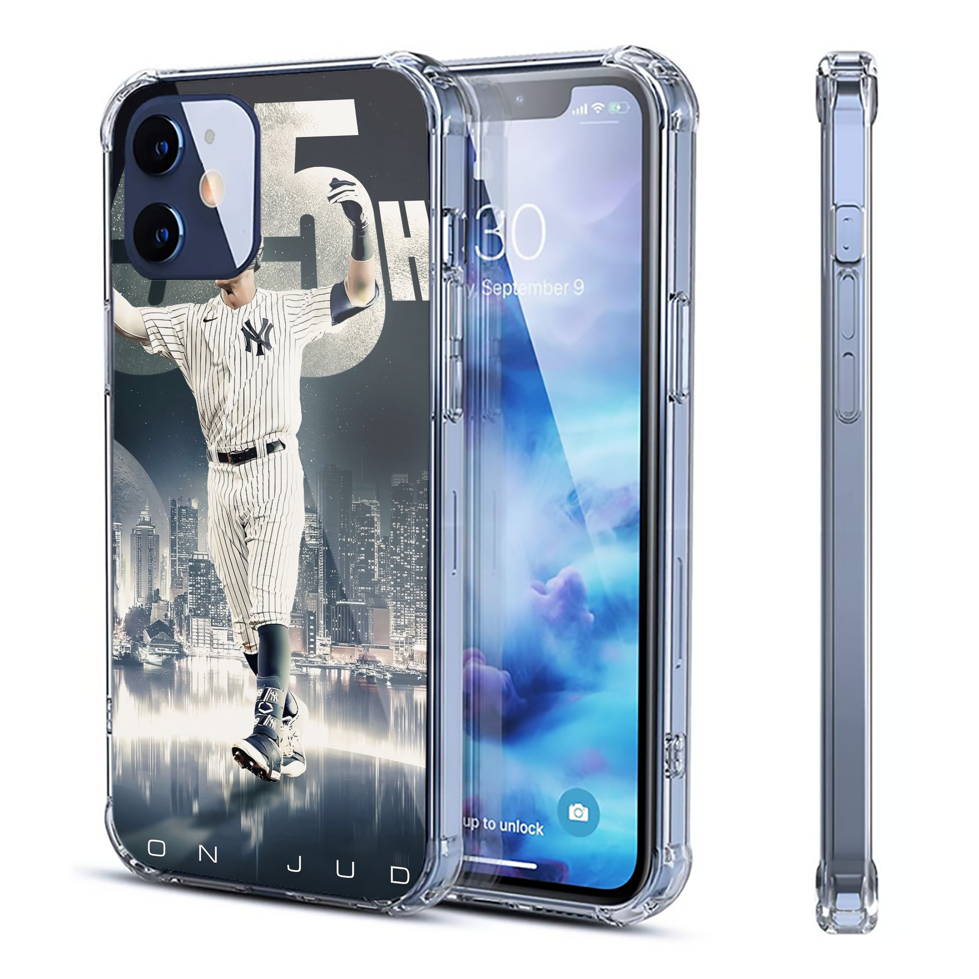 Aaron Judge 55 Home Runs Clear IPhone 12 Case – Soft TPU With UV Print – Enhanced Drop Protection, Precise Fit, Anti-Fingerprint, Customizable Design, Scratch-Resistant, Yellow-Resistant